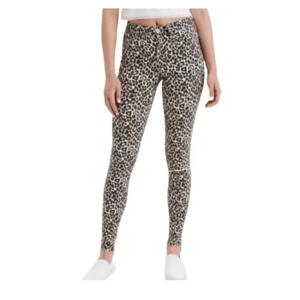 NWT AE American Eagle Leopard Print Curvy High Rise Stretch Jeggings Women's 0
